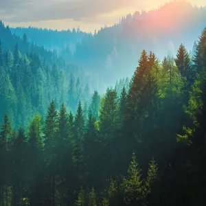 Pine forest in the Dolomites, Italy