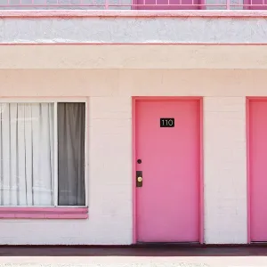 Pink Motel Room Doors Print Pink Motel Room Doors Print