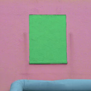 Pink Wall and Blue Pipe