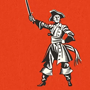 Pirate on a Red Background