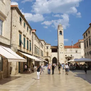 Dubrovnik Print: Placa and Stradum towards Bell Tower Dubrovnik Print: Placa and Stradum towards Bell Tower