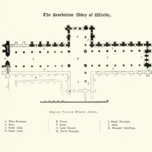 Plan, Benedictine Abbey of Whitby, North Yorkshire, 19th Century Plan, Benedictine Abbey of Whitby, North Yorkshire, 19th Century