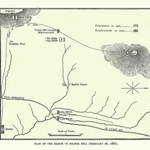 Plan of march to Majuba Hill, First Boer War