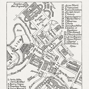 Plan of Roman Forum, wood engraving, published in 1878