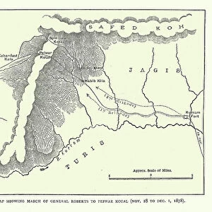 Plan showing march of General Frederick Roberts to Peiwar Kotal