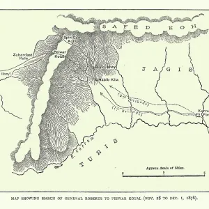 Plan showing march of General Frederick Roberts to Peiwar Kotal