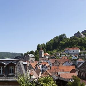 Plassenburg Castle, panoramic view over Kulmbach, Upper Franconia, Franconia, Bavaria, Germany, Europe