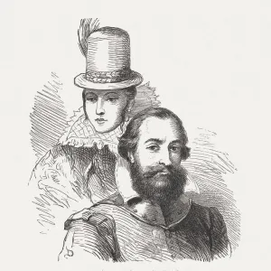 Pocahontas and Captain John Smith, wood engraving, published in 1876 Pocahontas and Captain John Smith, wood engraving, published in 1876