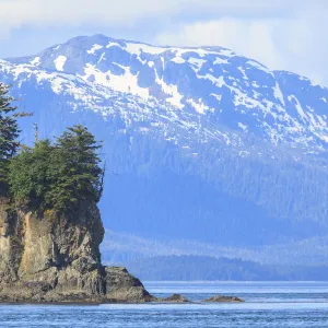 Point Adolphus and Icy Strait Point on sunny day, Chichagof Island, Inside Passage, Alaska, USA