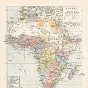 Political map of Africa, lithograph, published in 1899