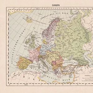 Political map of Europe, lithograph, published in 1893