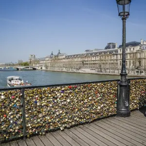 Pont des Arts Print with Love Locks over Seine River Pont des Arts Print with Love Locks over Seine River