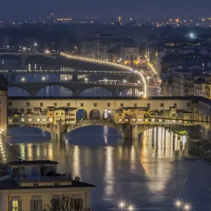 Ponte Vecchio Print at Dusk over the Arno River