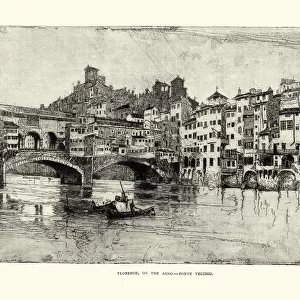 Ponte Vecchio, Florence, Italy, 19th Century
