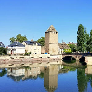 The Ponts-couverts (Covered-bridges), and two of the three defensive towers over river Ill, Strasbourg, France