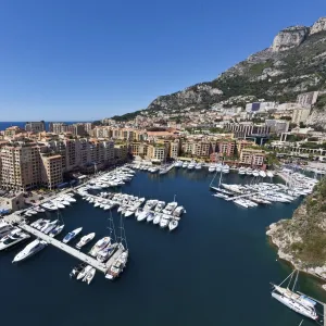 Port Fontvieille harbour, Monaco-Fontvieille, Monte Carlo, principality of Monaco, Cote dAzur, Mediterranean, Europe, PublicGround