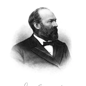 Portrait of James Abram Garfield, 20th president of the United States, serving from March 4, 1881, until his death Portrait of James Abram Garfield, 20th president of the United States, serving from March 4, 1881, until his death