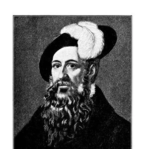 Portrait of Johannes Gutenberg, a German blacksmith, goldsmith, inventor, printer