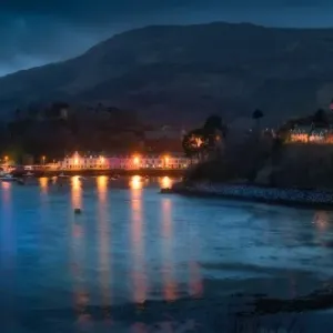 Portree Harbour Moonlit Panoramic Print Portree Harbour Moonlit Panoramic Print
