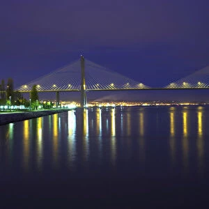 Portugal, Lisbon, Vasco da Gama Bridge, night