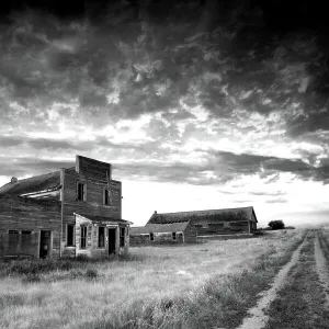 Prairie Ghost Town in Black and White