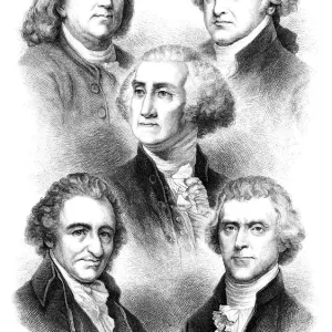 Original Print of Five US Founding Fathers