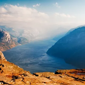Pulpit Rock Print with Lysefjord View Pulpit Rock Print with Lysefjord View