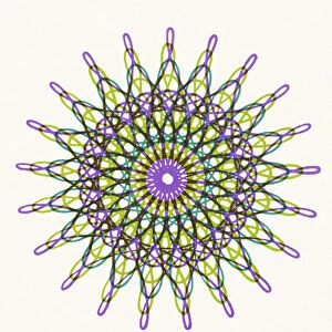 Purple and Green Snowflake Line Drawing