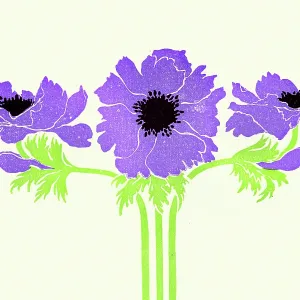Purple poppy flower design, German Art Nouveau, 1890s, 19th Century Purple poppy flower design, German Art Nouveau, 1890s, 19th Century
