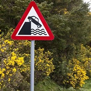 Quayside or river bank warning sign, Isle of Skye, Inner Hebrides, Scotland, United Kingdom