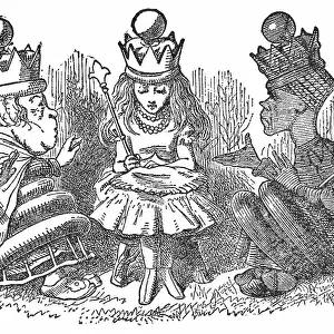 Queen Alice Talking to the Red Queen and White Queen in Through the Looking-Glass