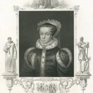 Queen Mary I portrait from 19th century steel engraving Queen Mary I portrait from 19th century steel engraving