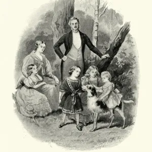 Vintage Engraving Print of Queen Victoria with Prince Albert and Children Vintage Engraving Print of Queen Victoria with Prince Albert and Children