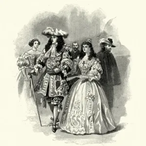 Queen Victoria and Prince Albert in Fancy Dress Print, 1851 Engraving Queen Victoria and Prince Albert in Fancy Dress Print, 1851 Engraving