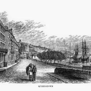 Queenstown, Cork, County Cork, Ireland Victorian Engraving, 1840 Queenstown, Cork, County Cork, Ireland Victorian Engraving, 1840
