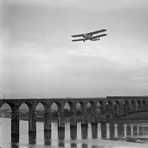 Race To Scotland; Imperial Airways Bi-plane, the City of Glasgow, flying over