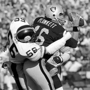 Raiders QB Jim Plunkett tackled by Steelers Robin Cole Raiders QB Jim Plunkett tackled by Steelers Robin Cole