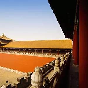 Railing with colonnade in a building, Forbidden City, Beijing, China