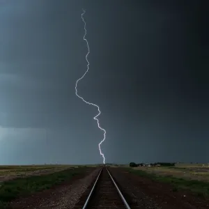 Railroad Lightning Bolt. McClave, Colorado, USA Railroad Lightning Bolt. McClave, Colorado, USA