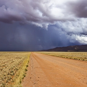 Rain front on the D707 road in the south of Namibia, Africa