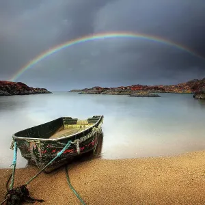 Rainbow and boat, Ardtoe, West Scotland Rainbow and boat, Ardtoe, West Scotland