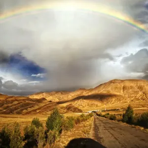 Rainbow Print over Tingri Mountains at Sunset Rainbow Print over Tingri Mountains at Sunset