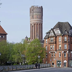 Ratsmuhle mill, water tower, Luneburg, Lower Saxony, Germany