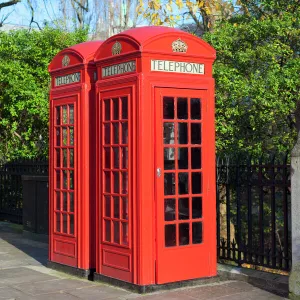 Red telephone boxes, London, England, United Kingdom, Europe