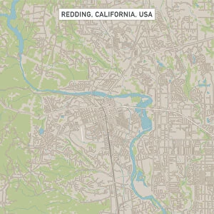 Redding California US City Street Map