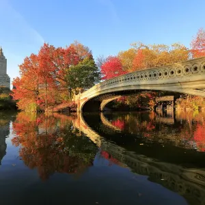 Autumn Reflection Print of Bow Bridge in Central Park, New York Autumn Reflection Print of Bow Bridge in Central Park, New York