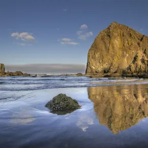 Reflection of Haystack Rock at Cannon Beach