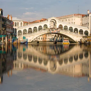 Reflection of Rialto Bridge in Grand Canal of Venice