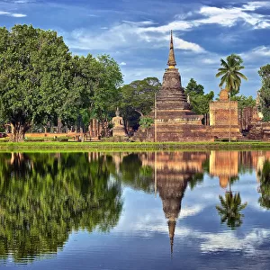 Reflections of Wat Mahathat, Sukhothai, Thailand