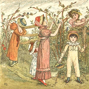 Regency style children picking autumn fruit